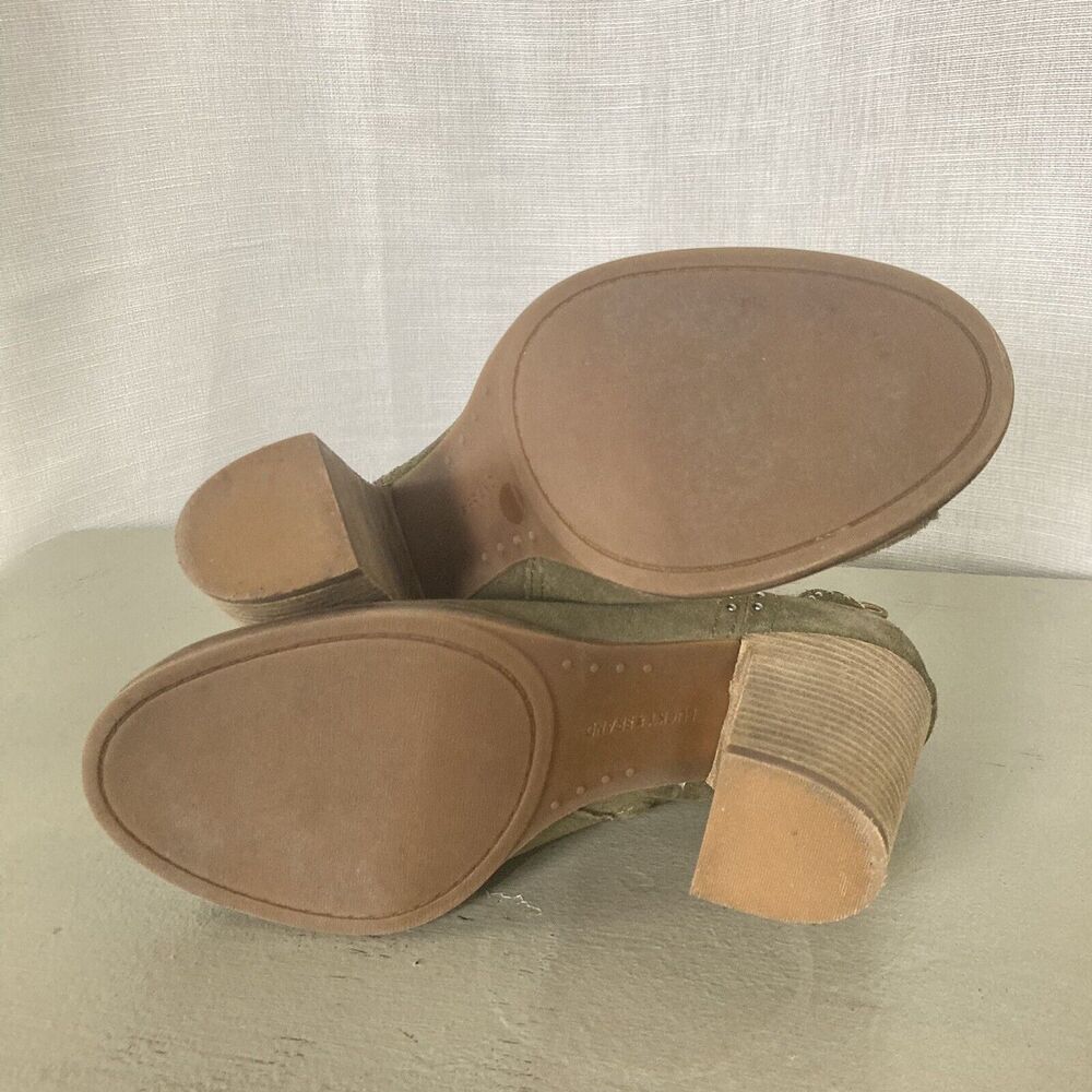 Lucky Brand Shoes Lotisha Booties Womens 8.5 Green Peep Toe Block Heel Leather - Picture 7 of 12